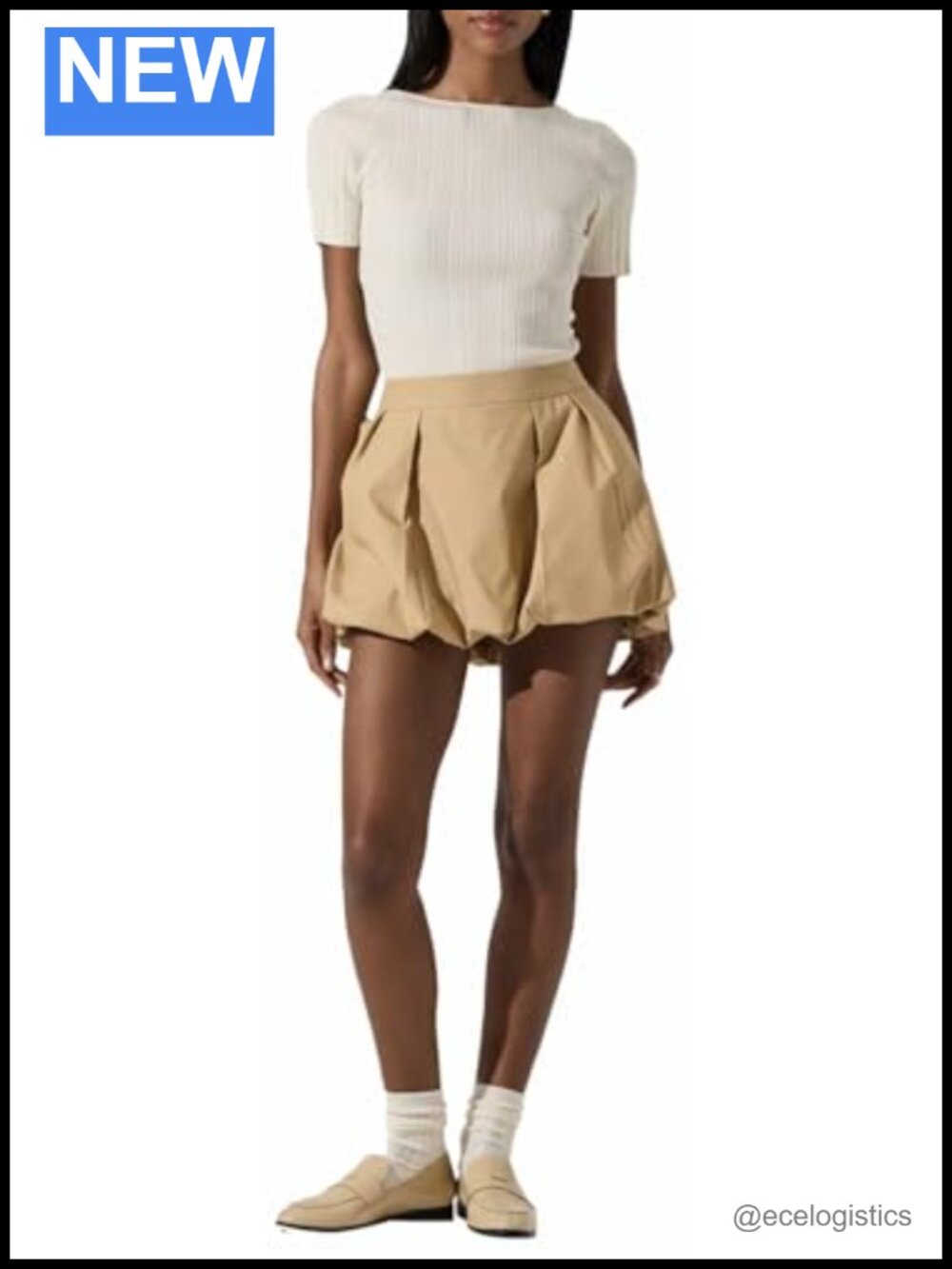 ASTR the Label Toini High-Waisted Cotton Skort Balloon Short Length